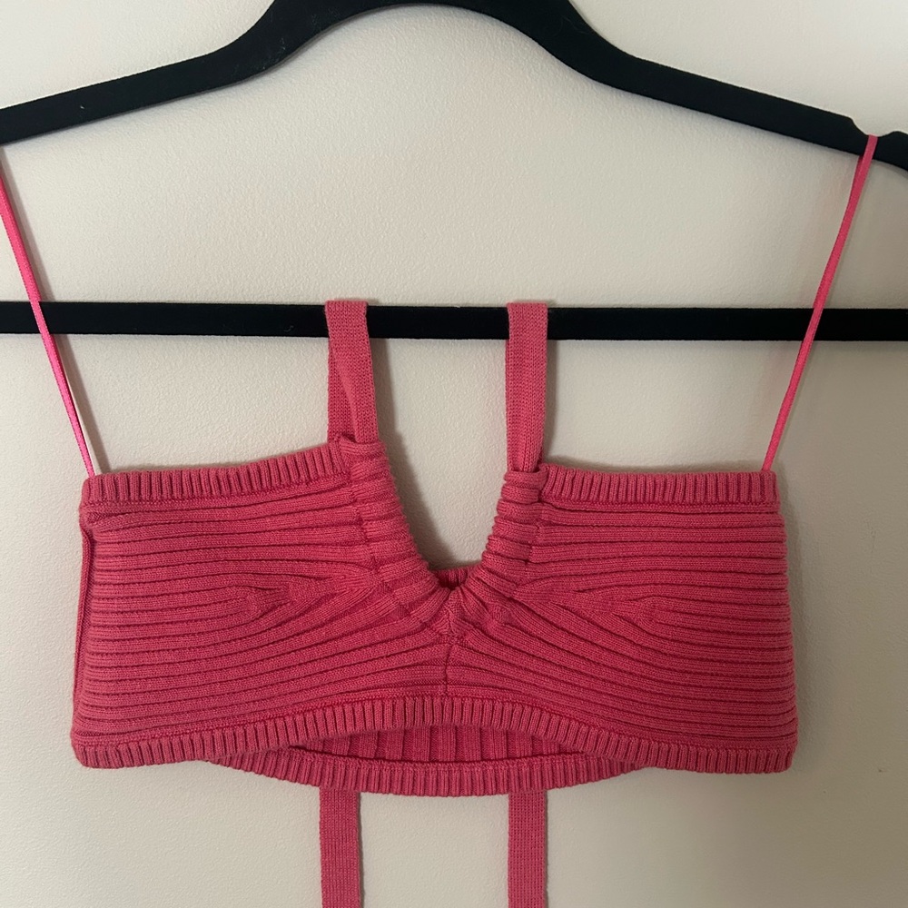 Urban Outfitters Coral Ribbed Knit Top